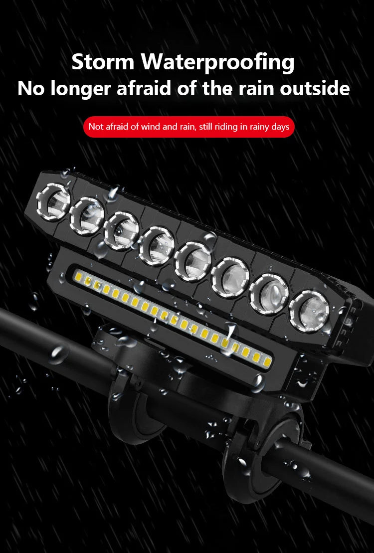 Luz delantera de bicicleta LED 5/8 recargable por USB 130dB bocina de bicicleta fácil de instalar 6 modos luz de timbre de bicicleta