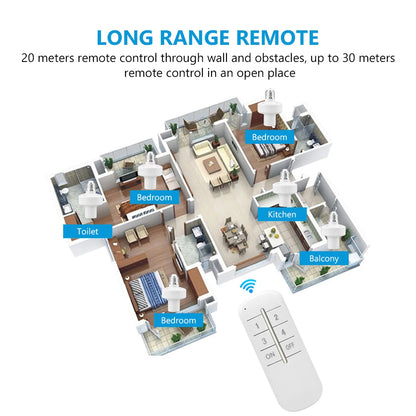Control remoto inalámbrico E27 portalámparas portalámparas 20M de alcance para bombillas LED portalámparas Kit de interruptor de luz inalámbrico AC180-250V
