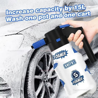 Pulverizador eléctrico de espuma para nieve de 1,5 l, lanza a presión recargable por USB, regadera para limpieza de ventanas de coche, detalles exteriores