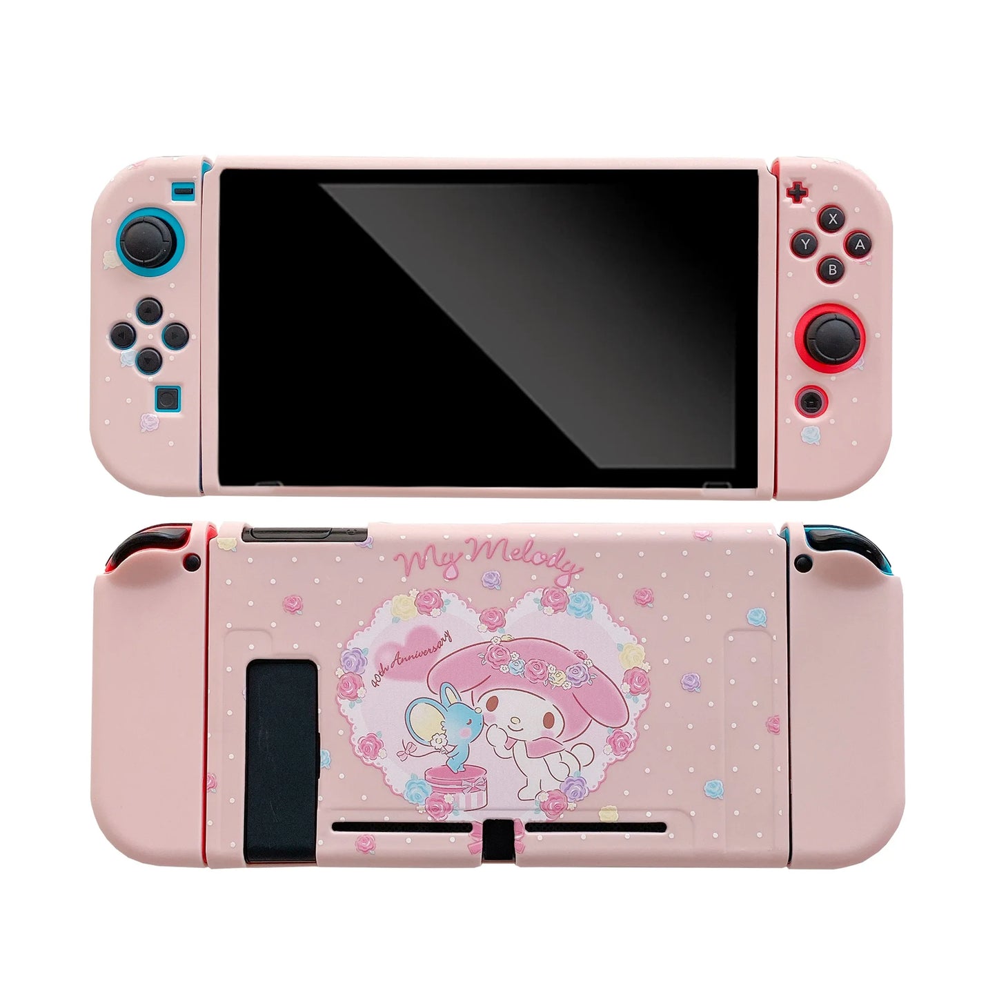La melodía es adecuada para la cubierta anticaída de color suave de silicona Nintendo OLED, funda protectora desmontable para consola de juegos portátil NS