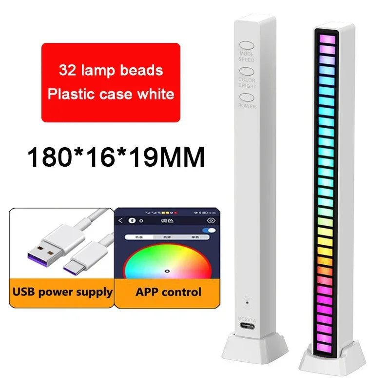 Tira de luces LED RGB, Control de sonido y música, lámpara ambiental de ritmo, luces nocturnas de ambiente para Bar, coche, habitación, TV, decoración para juegos