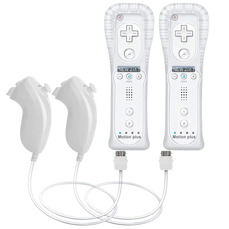 Un par de mandos a distancia con controlador Nunchuck para juegos Wii Control para consola Wii Gamepad inalámbrico con Motion Plus