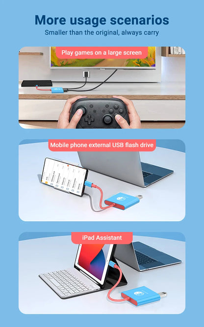 Estación de acoplamiento para juegos portátil Hub TYPE-C con HDMI y USB 3.0 Perfecto para viajes y juegos