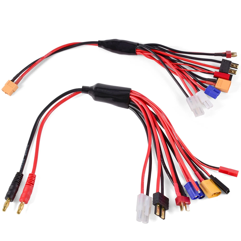 Conector adaptador de cargador RC 8 en 1, cargador 4,0mm Banana XT60 TRX Tamiya Lipo para coche RC Drone Imax B6 B6AC Cable de batería