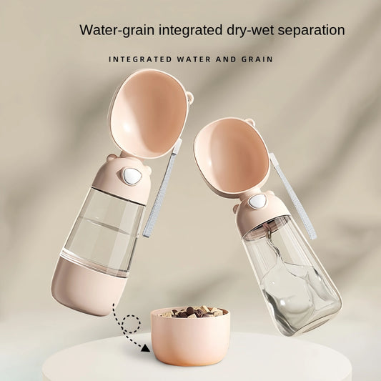 Cuenco de agua portátil para perros, Material portátil de calidad alimentaria, botella de taza de agua para mascotas de viaje para perros y gatos con dispensador de comida, suministros para perros y mascotas