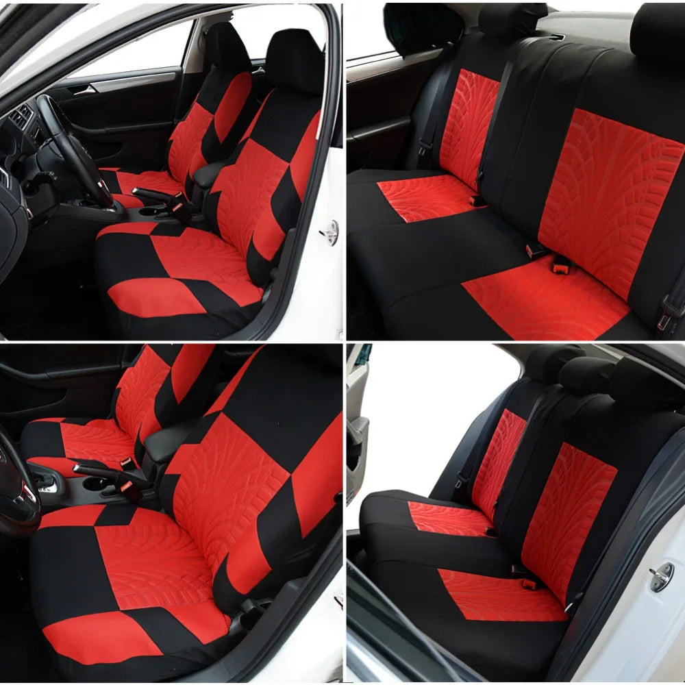 Juego de fundas de asiento de coche bordadas, protección Universal para asiento de coche Dacia Duster Sandero Renault Clio Fiat Panda Lancia Ypsilon