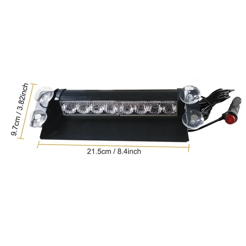 8 luces LED de policía para coche, luz estroboscópica para 12 vueltas de emergencia, lámparas de señal, luz intermitente para camión, parabrisas, luz de advertencia, instrumento
