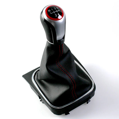 Nuevo Perilla de palanca de cambios MT 5 de 6 velocidades para VW Golf 5 6 R32 GTI GTD MK5 MK6 Jetta Scirocco con cuello de cubierta de bota de polaina de cuero