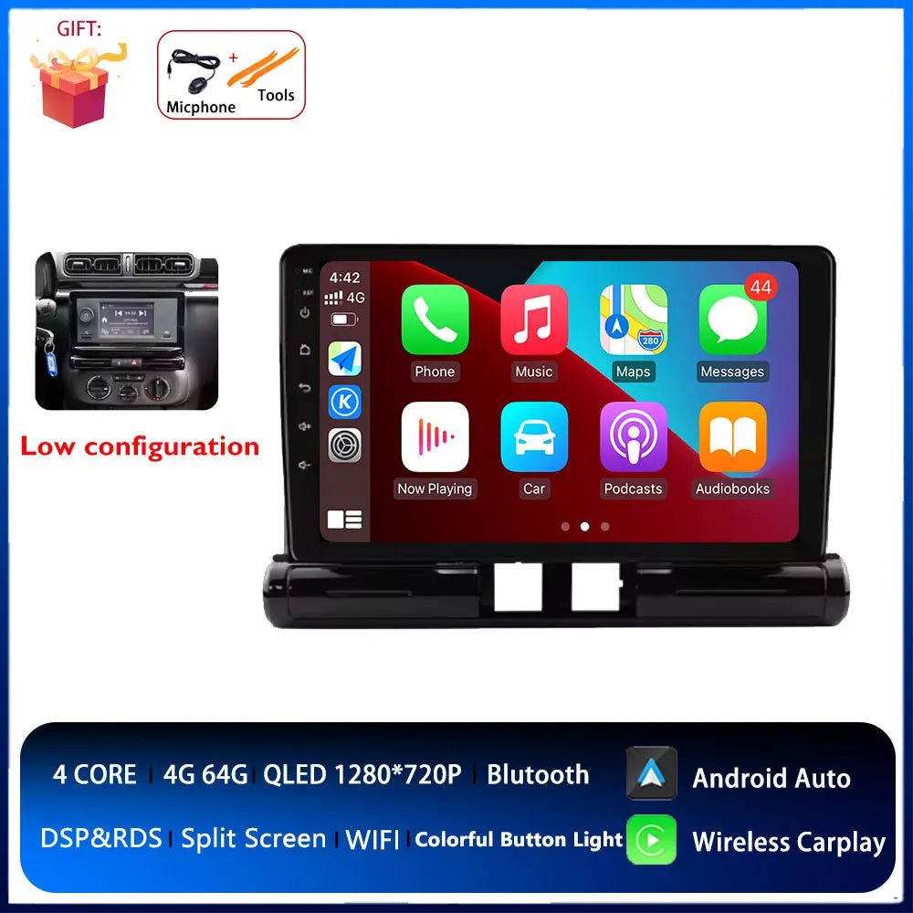 Android Auto radio de coche para Citroen C3/C3 aircross 2017-2023 C4/C4 Aircross reproductor multimedia 4G Autoradio GPS estéreo Carplay