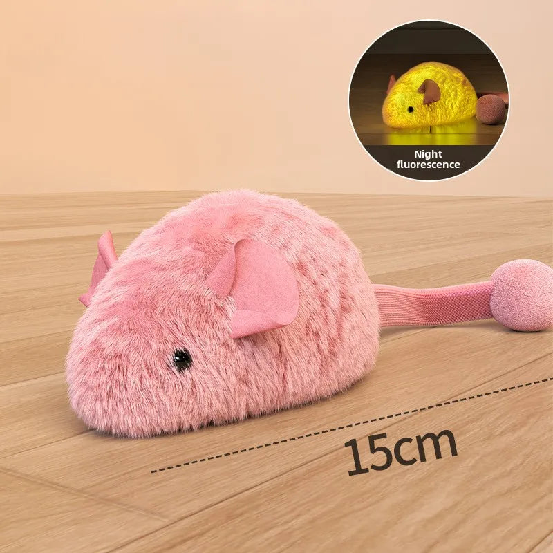 Ratón de peluche interactivo para gatos, juguetes de simulación de ratones, gatitos, juguetes de peluche de autojuego, juguete para masticar para gatos de interior