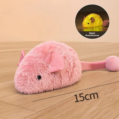 Ratón de peluche interactivo para gatos, juguetes de simulación de ratones, gatitos, juguetes de peluche de autojuego, juguete para masticar para gatos de interior