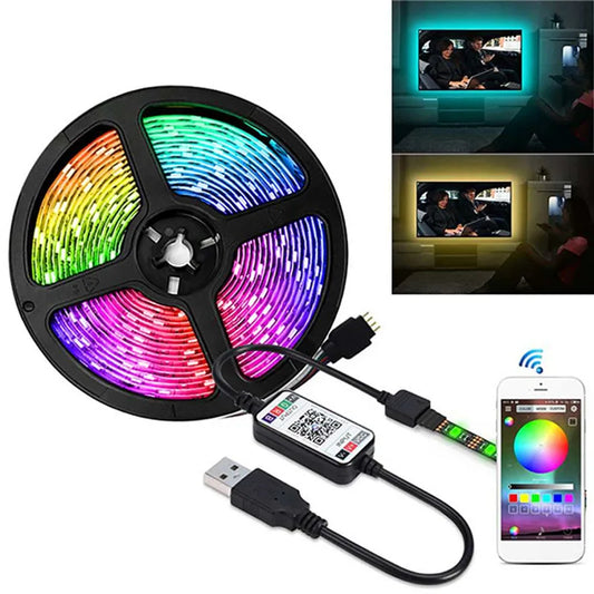 Tira de luces LED RGB con Bluetooth, USB, 5V, controlador 5050, 1M, 2M, 3M, 4M, 5M, lámpara de diodo Flexible, cinta de luces, iluminación de fondo de TV