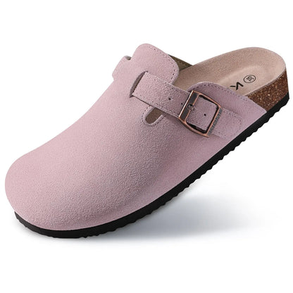 Crestar, zuecos de moda, zapatillas para mujer, gamuza clásica, mulas para hombre, plantilla de corcho, zapatos de patata de cuero con soporte para arco, tobogán de playa