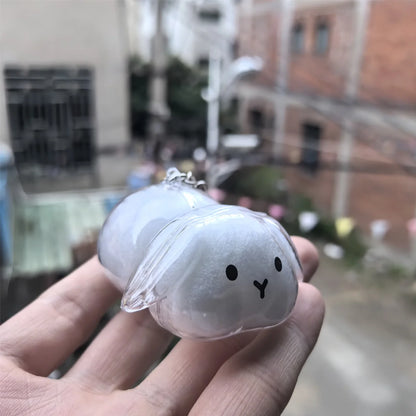 Botella de recuerdo de pelo de conejo transparente, cápsula de almacenamiento de pelo de mascota, llavero, regalo pensativo para amantes y propietarios de conejos