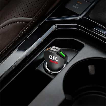 Cargador de coche con puertos USB tipo C, adaptador de carga súper rápida para Audi Sline Quattro RS S TT A1 A2 A3 A4 A5 A6 A7 A8 Q1 Q2 Q3 Q4 S4S