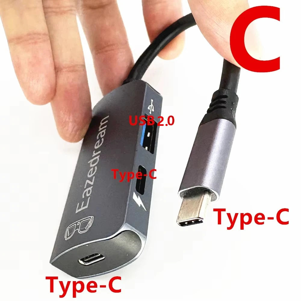 AR Glasses Hub sin costuras multidispositivo tipo C adaptador de carga compatible con HDMI para Xreal Beam Viture Rokid Station Rayneo XR USB-C