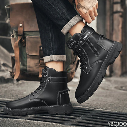 Zapatos de hombre de caña alta versátiles a la moda, zapatos de senderismo al aire libre de otoño, zapatos deportivos cómodos e informales