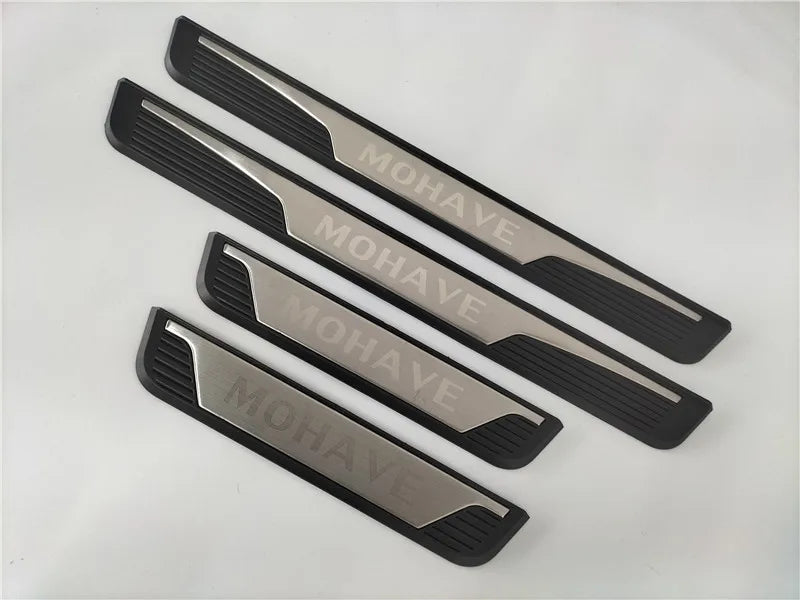 4 Uds. De plástico de acero inoxidable para KIA Mohave 2008-2019, accesorios para coche, alféizar de puerta de coche, Pedal, cubierta de placa de desgaste de bienvenida