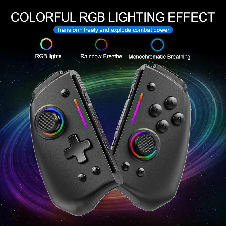 LinYuvo KS42 Joy-pad inalámbrico con luz de meteoros con luces RGB de 8 colores para interruptor/Lite/OLED, con programable, Turbo y vibración