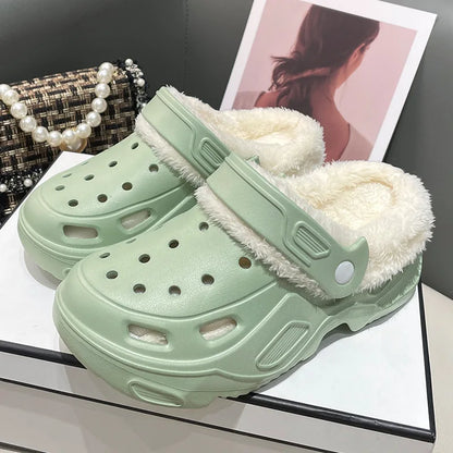 Zapatos de cueva EVA acolchados de invierno para hombres y mujeres, nuevos zapatos Baotou de fondo grueso, zapatillas de algodón cálidas para parejas, hombres y mujeres