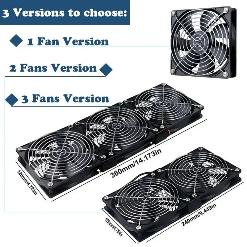 Ventilador de refrigeración con controlador, 120mm, 3000RPM, 12cm, 12V, 220V, Btc, máquina, chasis, estación de trabajo, radiador de gabinete, ventilador de servidor