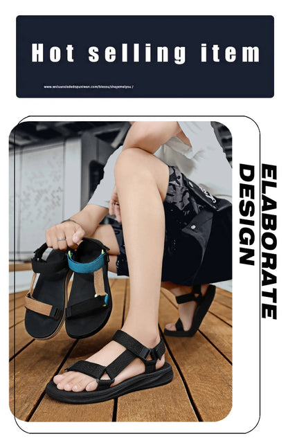 Sandalias Wadable de verano para exteriores, plantilla para esterilla de Yoga con soporte para arco para hombre, zapatillas de playa abiertas de gladiador, zapatos planos antideslizantes y duraderos para hombre