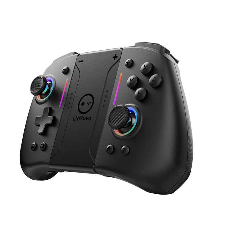 LinYuvo KS42 Joy-pad inalámbrico con luz de meteoros con luces RGB de 8 colores para interruptor/Lite/OLED, con programable, Turbo y vibración