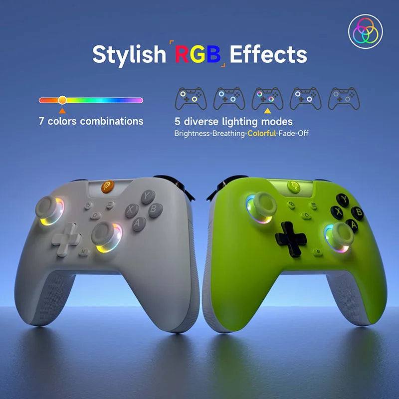 EasySMX X05 Gamepad inalámbrico Controlador de juegos Bluetooth Compatible con PC/teléfono/interruptor/Gamer de vapor, luz RGB, efecto Hall