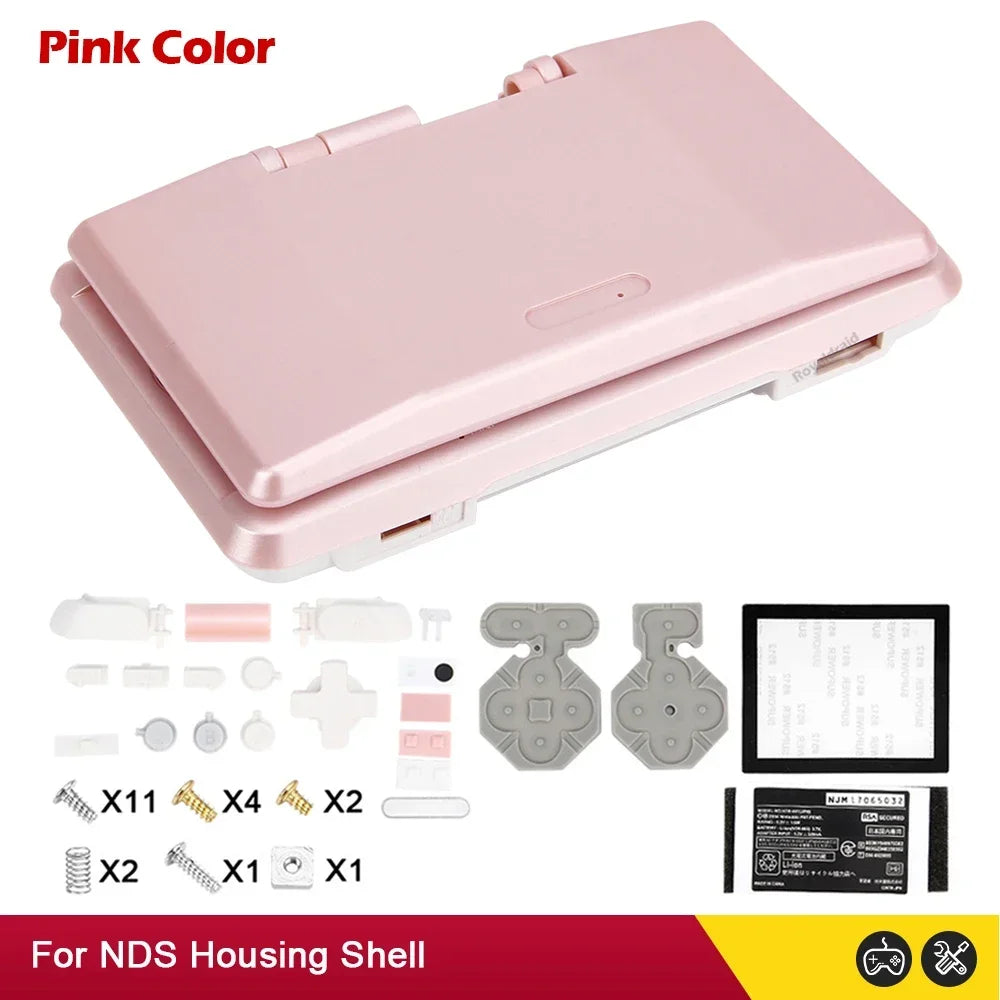 Carcasa de repuesto para consola NDS, DS, NDS, accesorios con botones, 6 colores, azul y rojo
