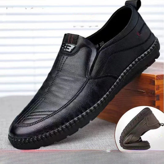 Mocasines de cuero PU para hombre, zapatos planos antideslizantes para caminar, zapatos informales transpirables sin cordones para exteriores para trabajo masculino, zapatillas de deporte para conducir en la oficina2