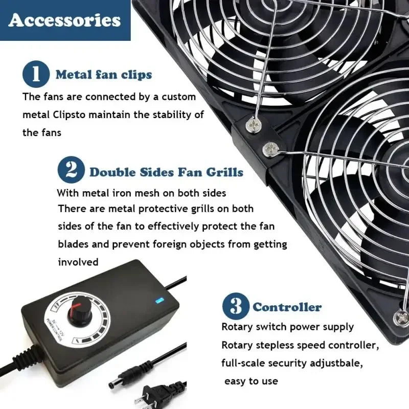 Ventilador de refrigeración con controlador, 120mm, 3000RPM, 12cm, 12V, 220V, Btc, máquina, chasis, estación de trabajo, radiador de gabinete, ventilador de servidor