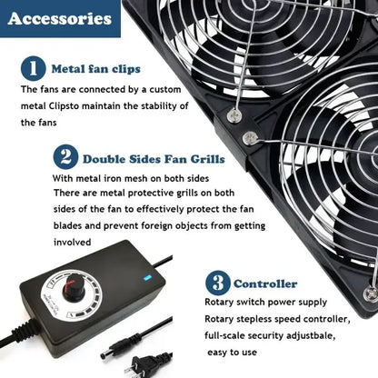 Ventilador de refrigeración con controlador, 120mm, 3000RPM, 12cm, 12V, 220V, Btc, máquina, chasis, estación de trabajo, radiador de gabinete, ventilador de servidor