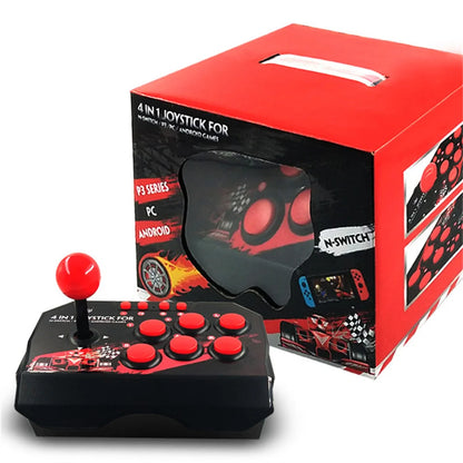 GAMINJA-Joystick de juego 4 en 1 con Cable USB de 3M, consola de juegos TURBO, estación Arcade basculante para Nintendo Switch, Android, TV, PS3, PC