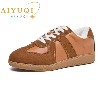 AIYUQI, zapatillas de deporte para mujer, novedad de 2025, zapatos de entrenamiento moral de cuero genuino para mujer, zapatos planos informales de primavera para mujer