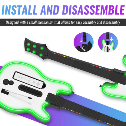 Consola Wii Controlador de guitarra inalámbrico Consola Wii Guitarra para juegos de banda de rock con luces RGB