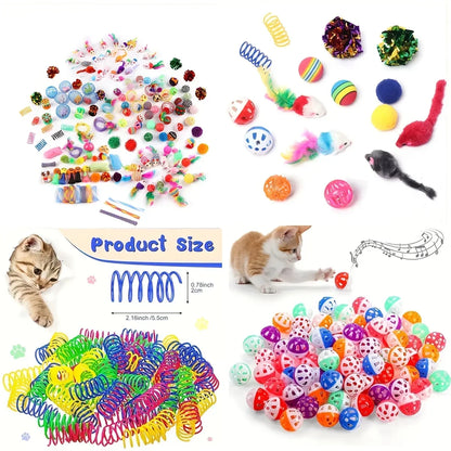 Paquete mixto de juguetes para gatos de 56 piezas/28 piezas/14 piezas. Una combinación de varios juguetes de plástico y juguetes de peluche adecuados para múltiples gatos para jugar