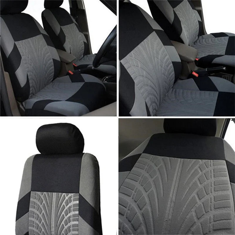 Juego de fundas de asiento de coche bordadas, protección Universal para asiento de coche Dacia Duster Sandero Renault Clio Fiat Panda Lancia Ypsilon