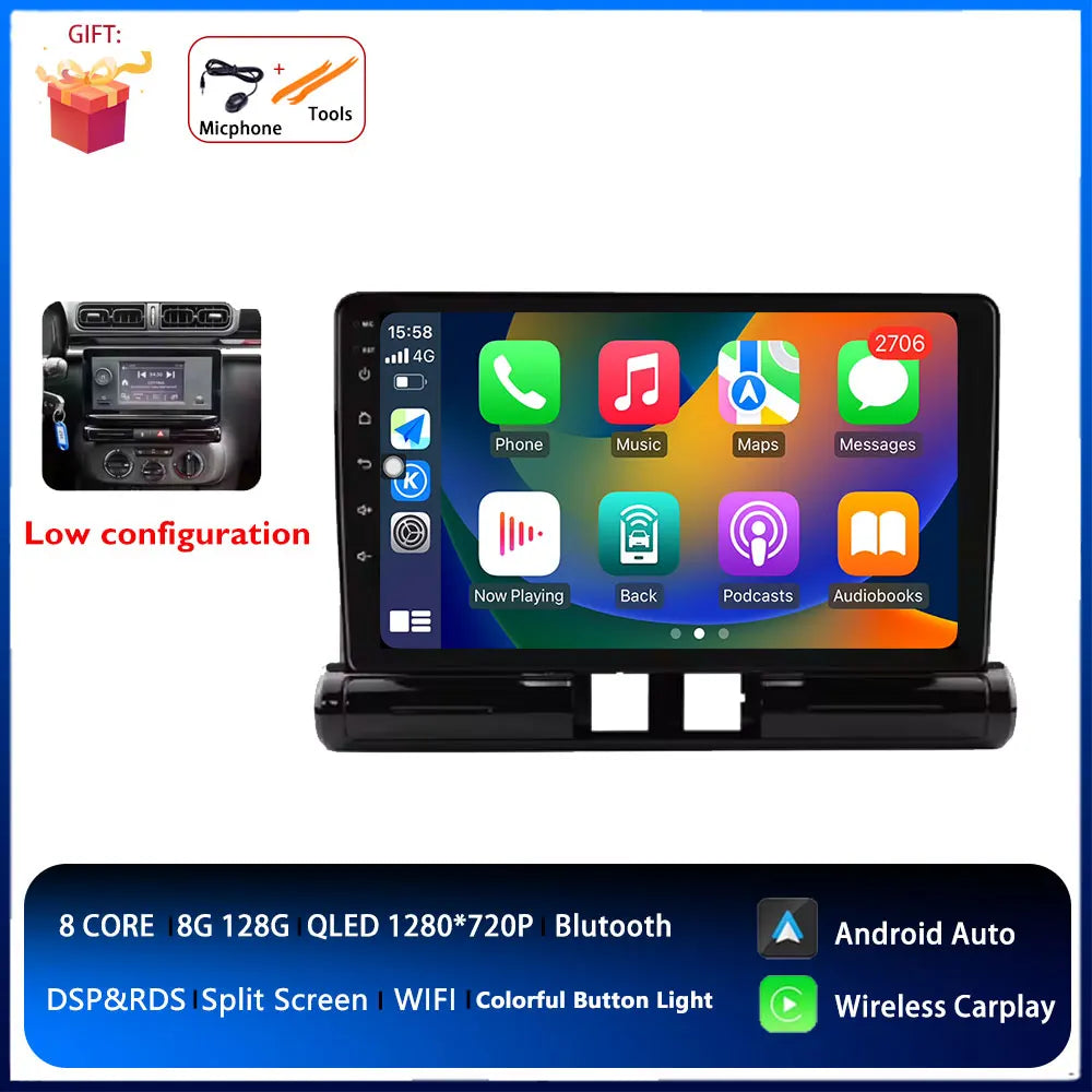 Android Auto radio de coche para Citroen C3/C3 aircross 2017-2023 C4/C4 Aircross reproductor multimedia 4G Autoradio GPS estéreo Carplay