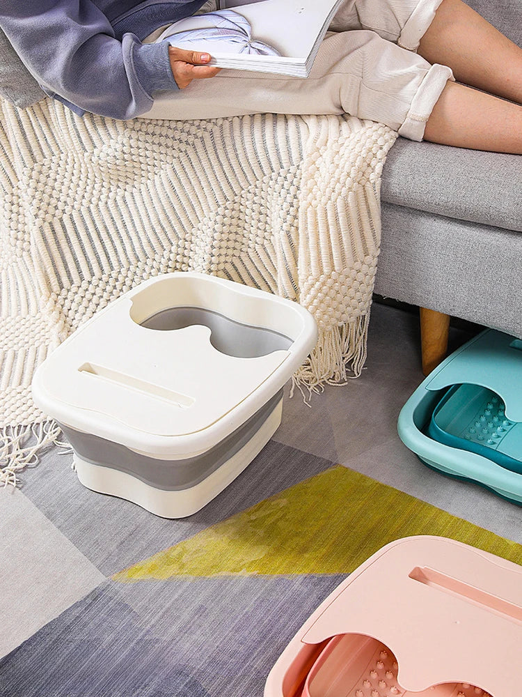 Cubo de masaje plegable para baño de pies, cubo para remojo, lavabo plegable, Spa, cubo para baño de pies, Sauna para el hogar, bañera para pedicura