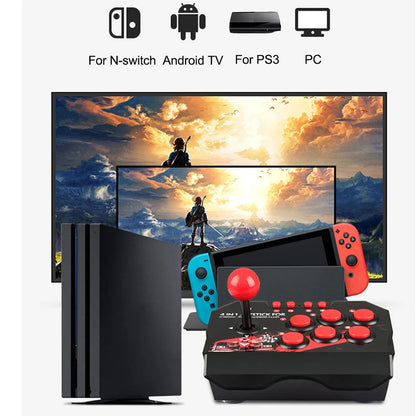 GAMINJA-Joystick de juego 4 en 1 con Cable USB de 3M, consola de juegos TURBO, estación Arcade basculante para Nintendo Switch, Android, TV, PS3, PC
