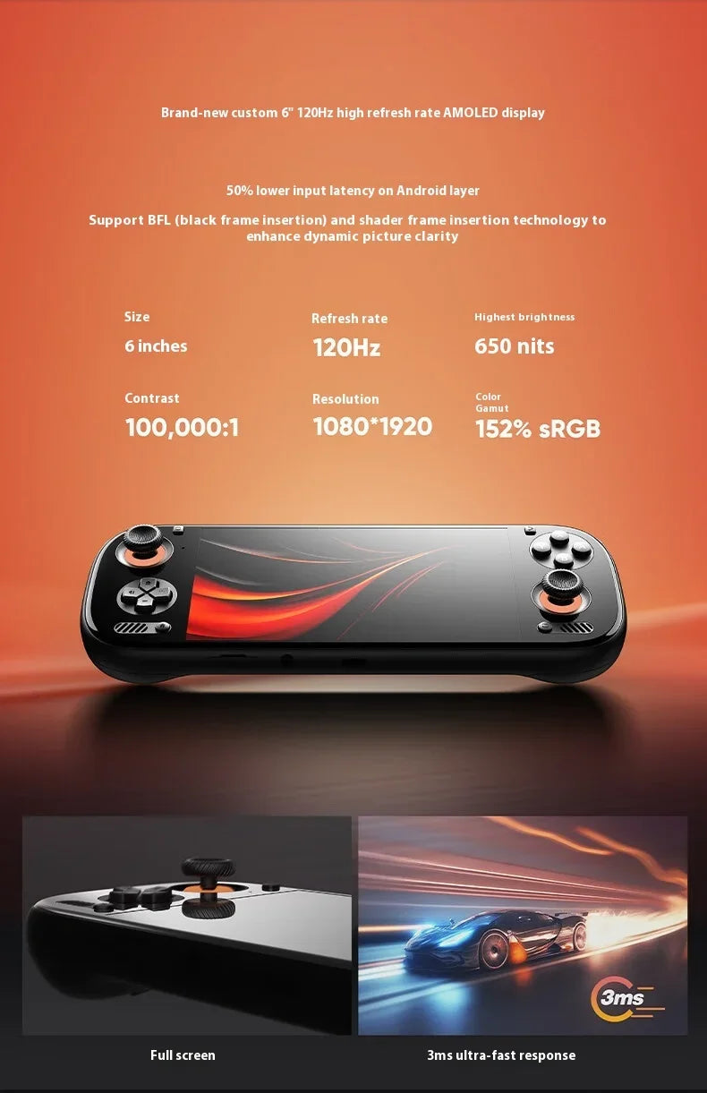 Consola de juegos AYN Odin 3, 6 pulgadas, 1080P, 120Hz, pantalla AMOLED, consola de juegos de 8000mAh, Joystick de efecto Hall/disparador, consolas de juegos portátiles