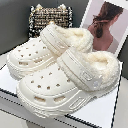 Zapatos de cueva EVA acolchados de invierno para hombres y mujeres, nuevos zapatos Baotou de fondo grueso, zapatillas de algodón cálidas para parejas, hombres y mujeres