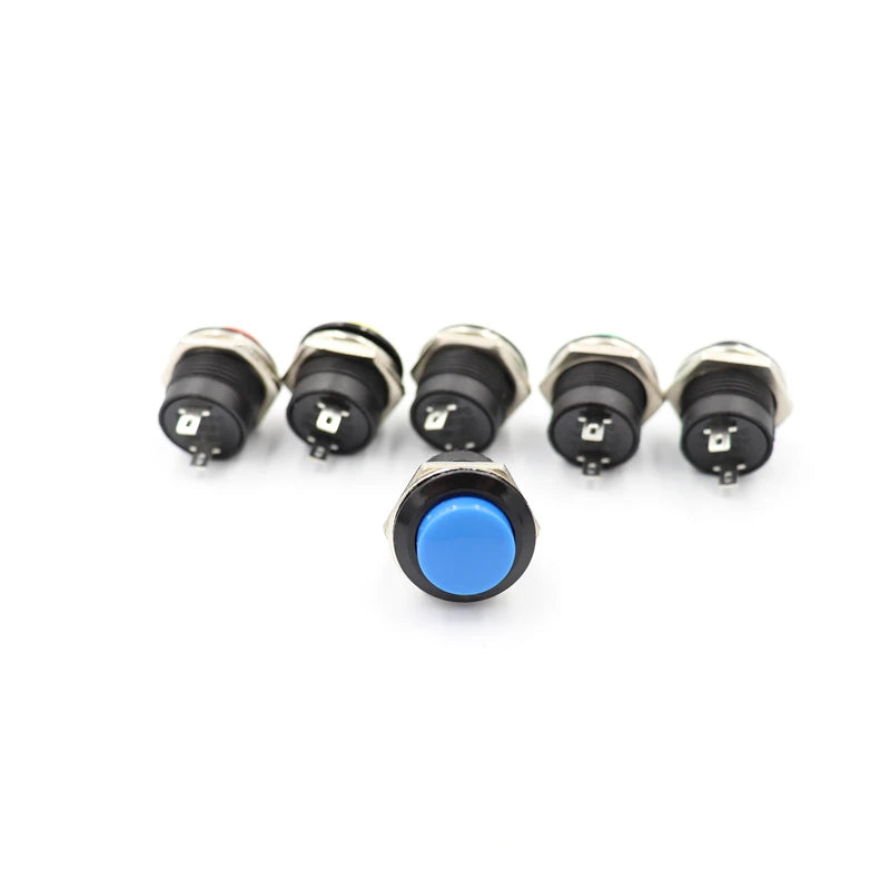 6 uds momentáneo SPST sin tapa redonda interruptor de botón AC 6A/125V 3A/250V 6 colores R13-507 botón momentáneo