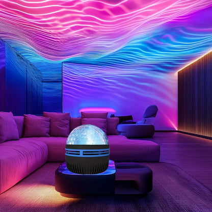 Proyector de galaxia con ondas de agua LED, luz RGB con Control remoto inteligente, lámpara de estrella Aurora, KTV, alimentado por USB, rotación automática, para el hogar y el dormitorio