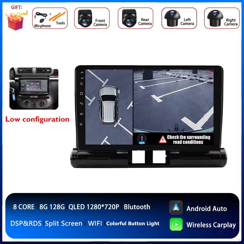 Android Auto radio de coche para Citroen C3/C3 aircross 2017-2023 C4/C4 Aircross reproductor multimedia 4G Autoradio GPS estéreo Carplay