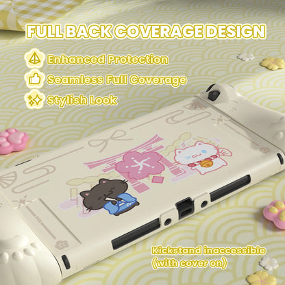 PlayVital Funda acoplable con diseño de gatito y flor de cerezo para Nintendo Switch 2, empuñadura de silicona rosa y carcasa para PC/funda Joycon con pata de oreja de gato