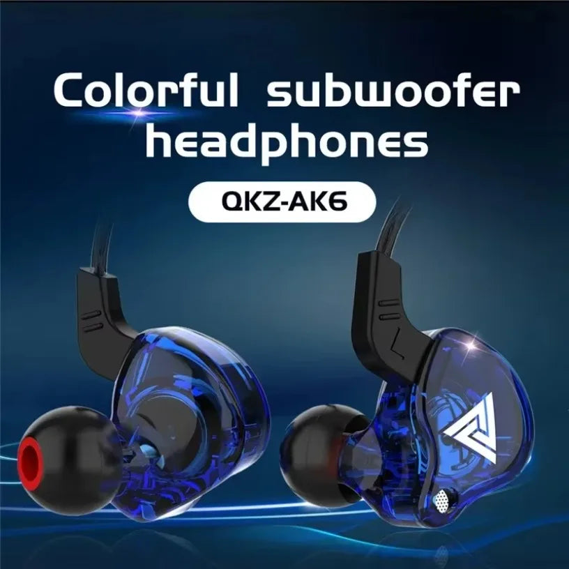 Nuevos auriculares deportivos con micrófono, auriculares con cable de 3,5mm QKZ AK6, auriculares internos para iPhone, auriculares estéreo con micrófono en la oreja para carreras