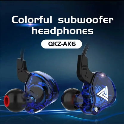 Nuevos auriculares deportivos con micrófono, auriculares con cable de 3,5mm QKZ AK6, auriculares internos para iPhone, auriculares estéreo con micrófono en la oreja para carreras
