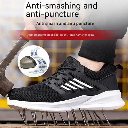 Zapatillas de trabajo con punta de acero para hombre, zapatos de seguridad, botas de trabajo a prueba de perforaciones, calzado Indestructible de moda