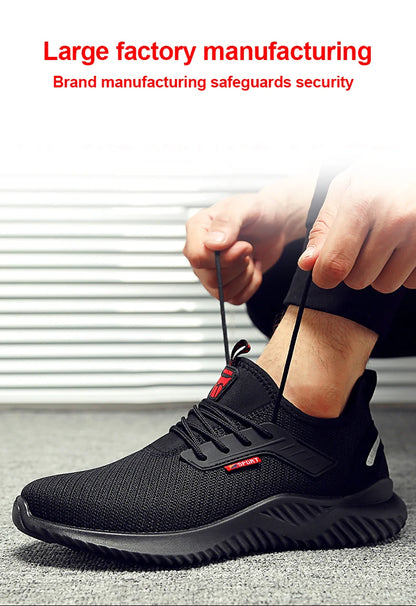 Zapatillas de trabajo con punta de acero para hombre, zapatos de seguridad, botas de trabajo a prueba de perforaciones, calzado Indestructible de moda
